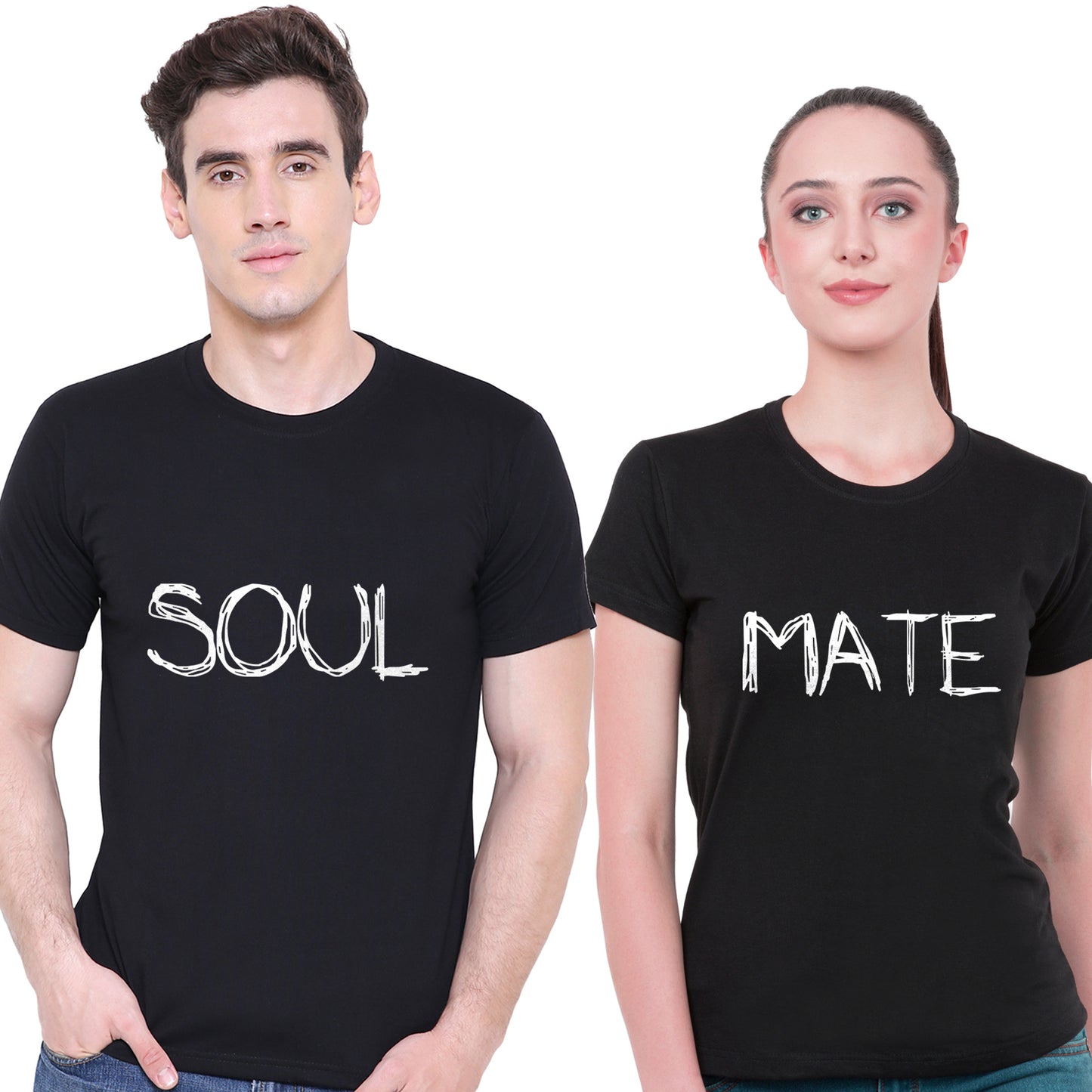 Soul Mate matching Couple T shirts- Black