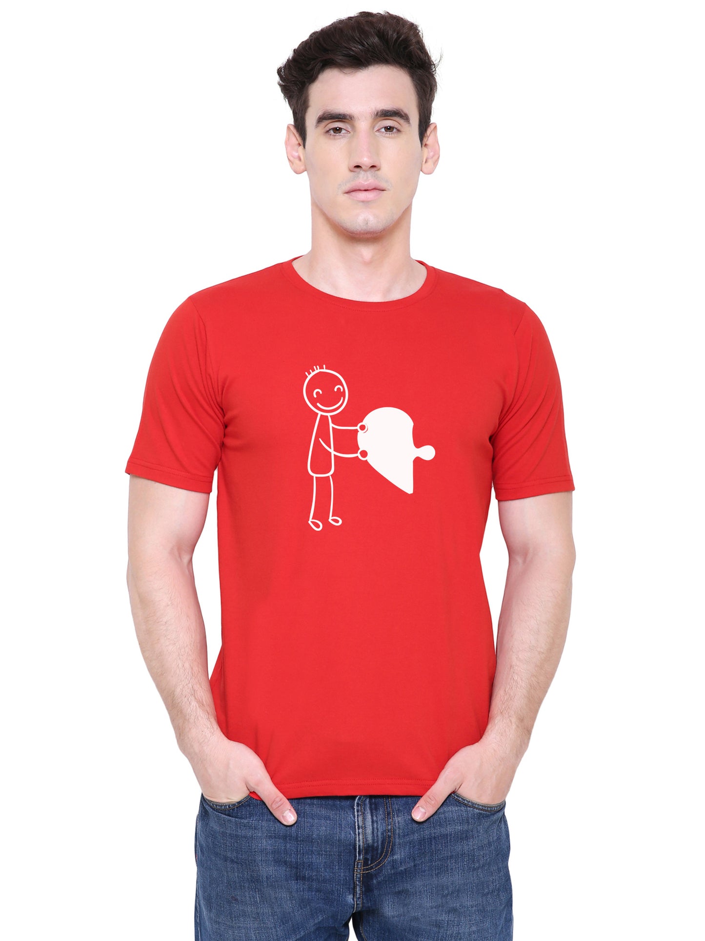Love Puzzle matching Couple T shirts- Red