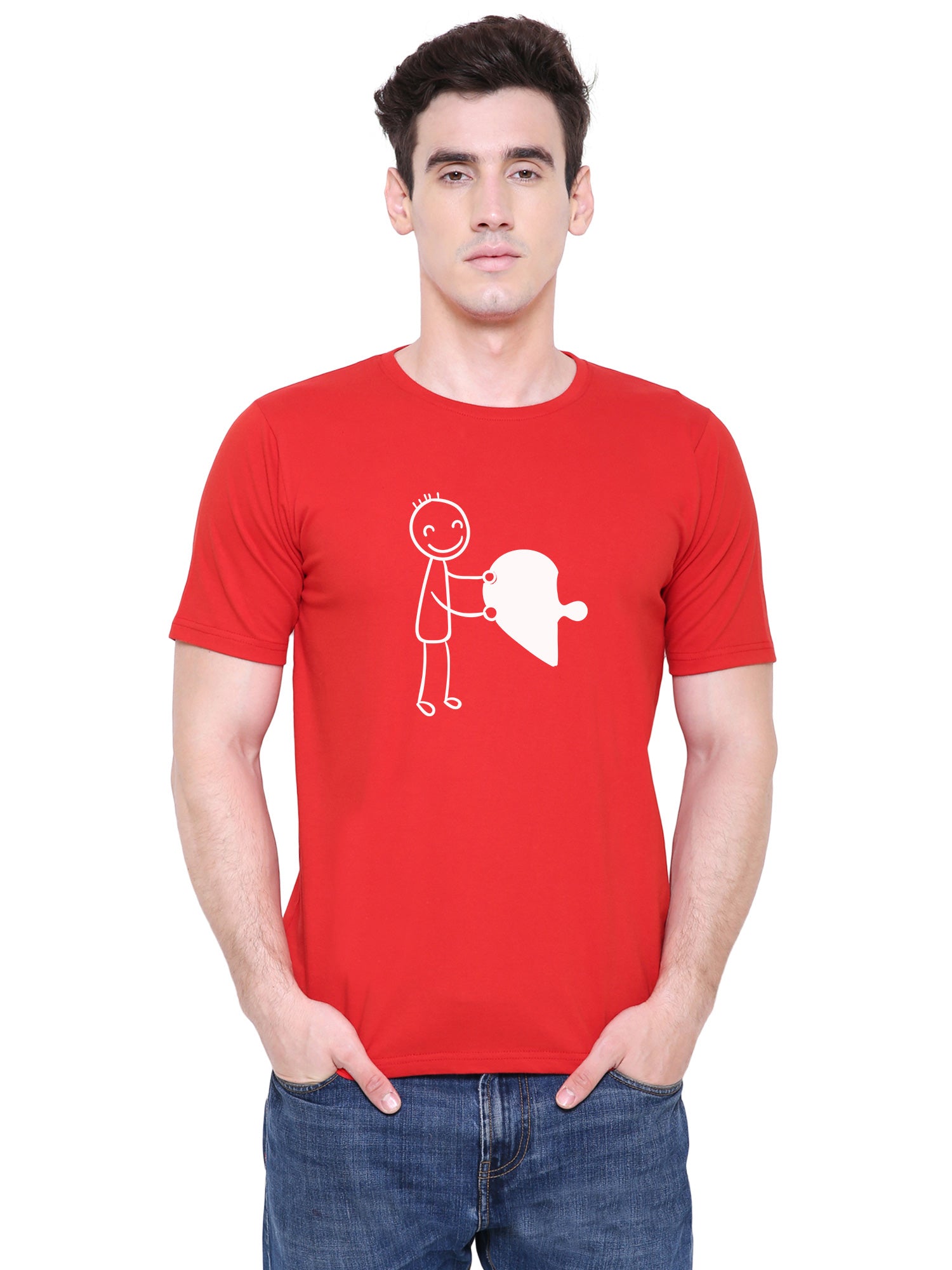 Love Puzzle matching Couple T shirts- Red