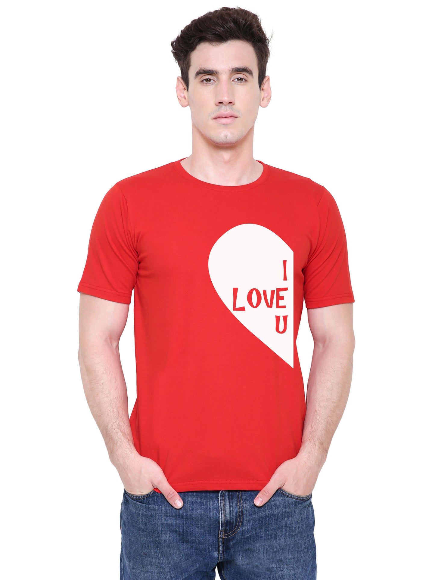 Half Heart matching Couple T shirts- Red