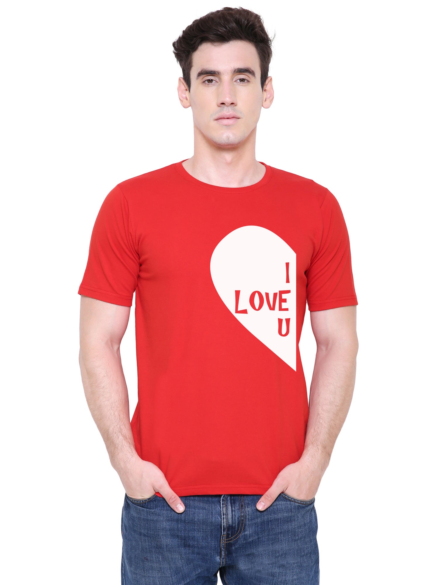 Half Heart matching Couple T shirts- Red