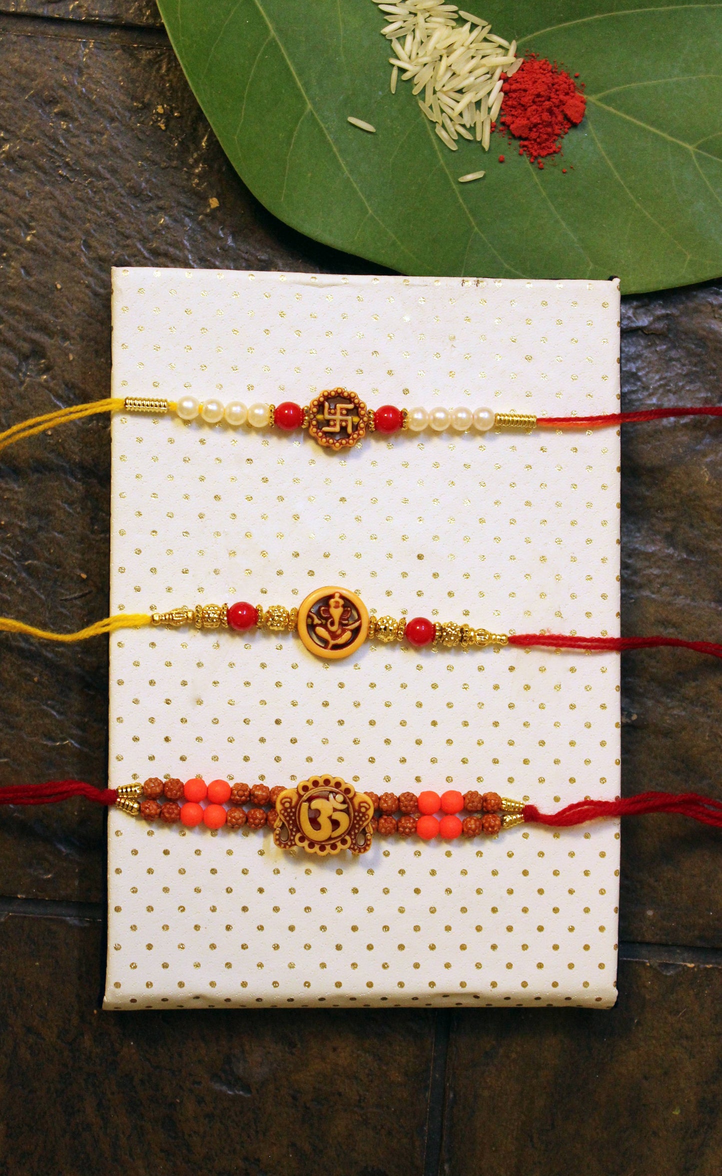 iberry's Rakhi Gift Pack with Set of Three Designer Rakhi & Roli Chawal for Brother(Men & Boys)(Combo 234)-Best Gift from Sister