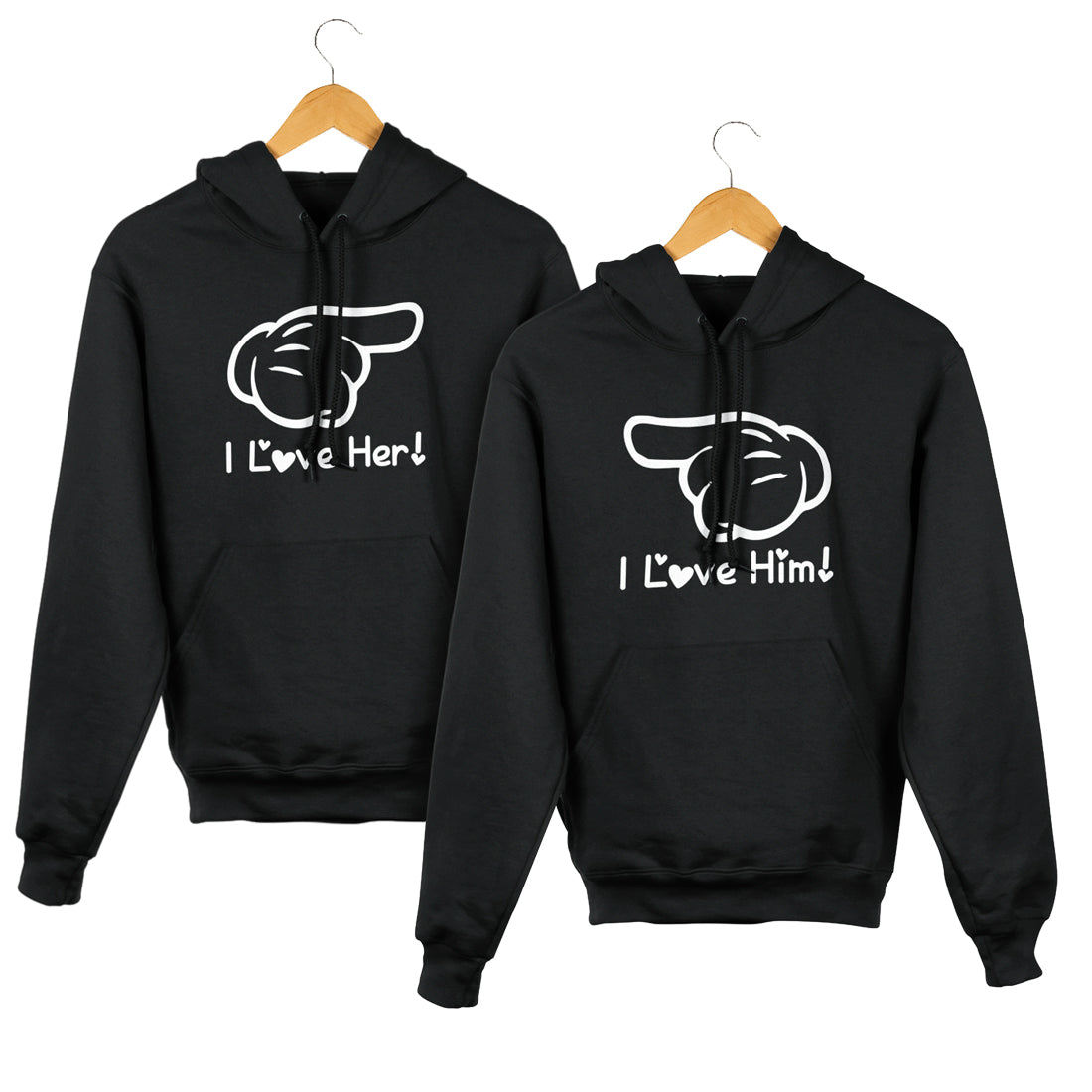 Love him/ Love her Matching Couple Cute Sweatshirts | Couple Hoodies- Black