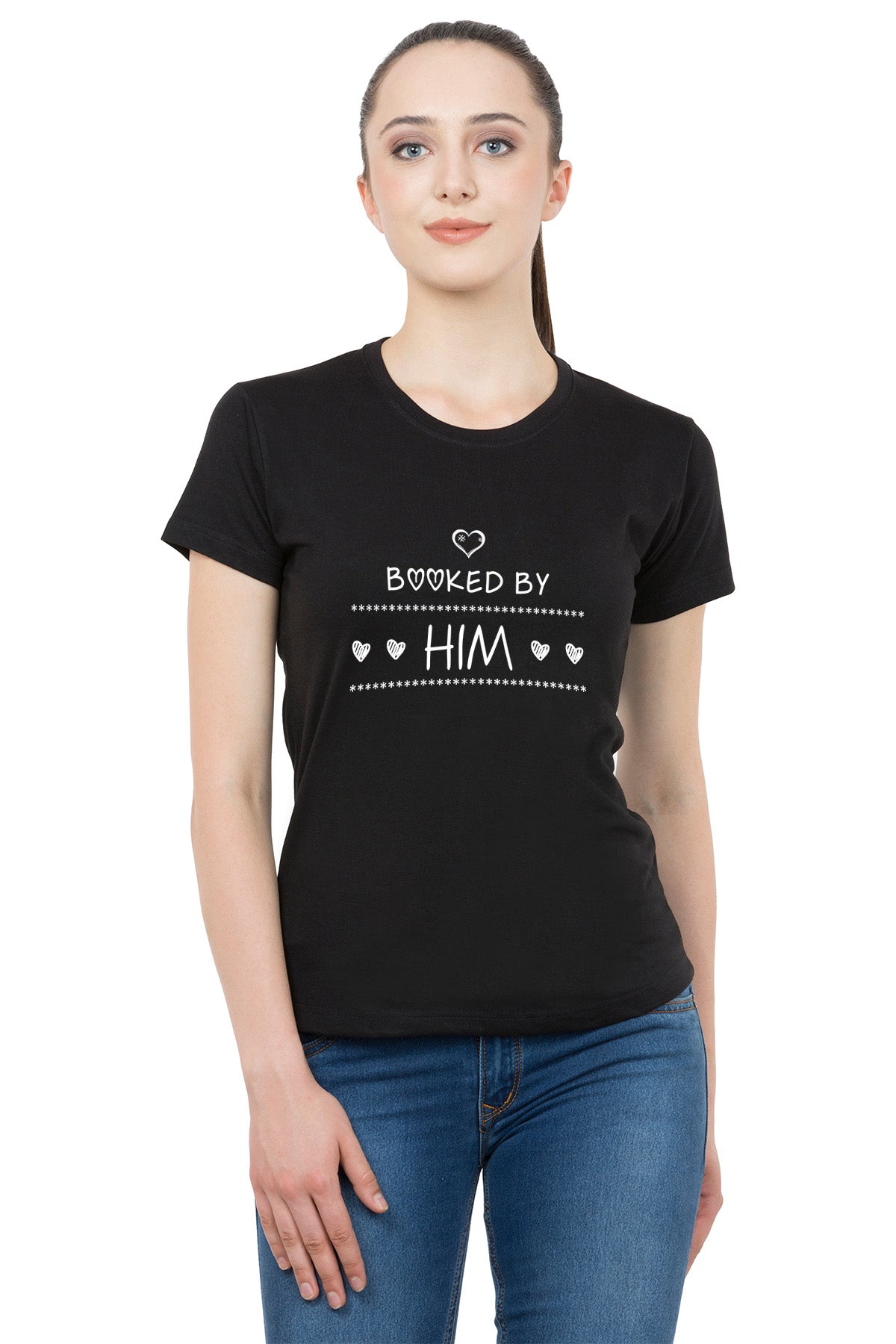 Booked by her matching Couple T shirts- Black
