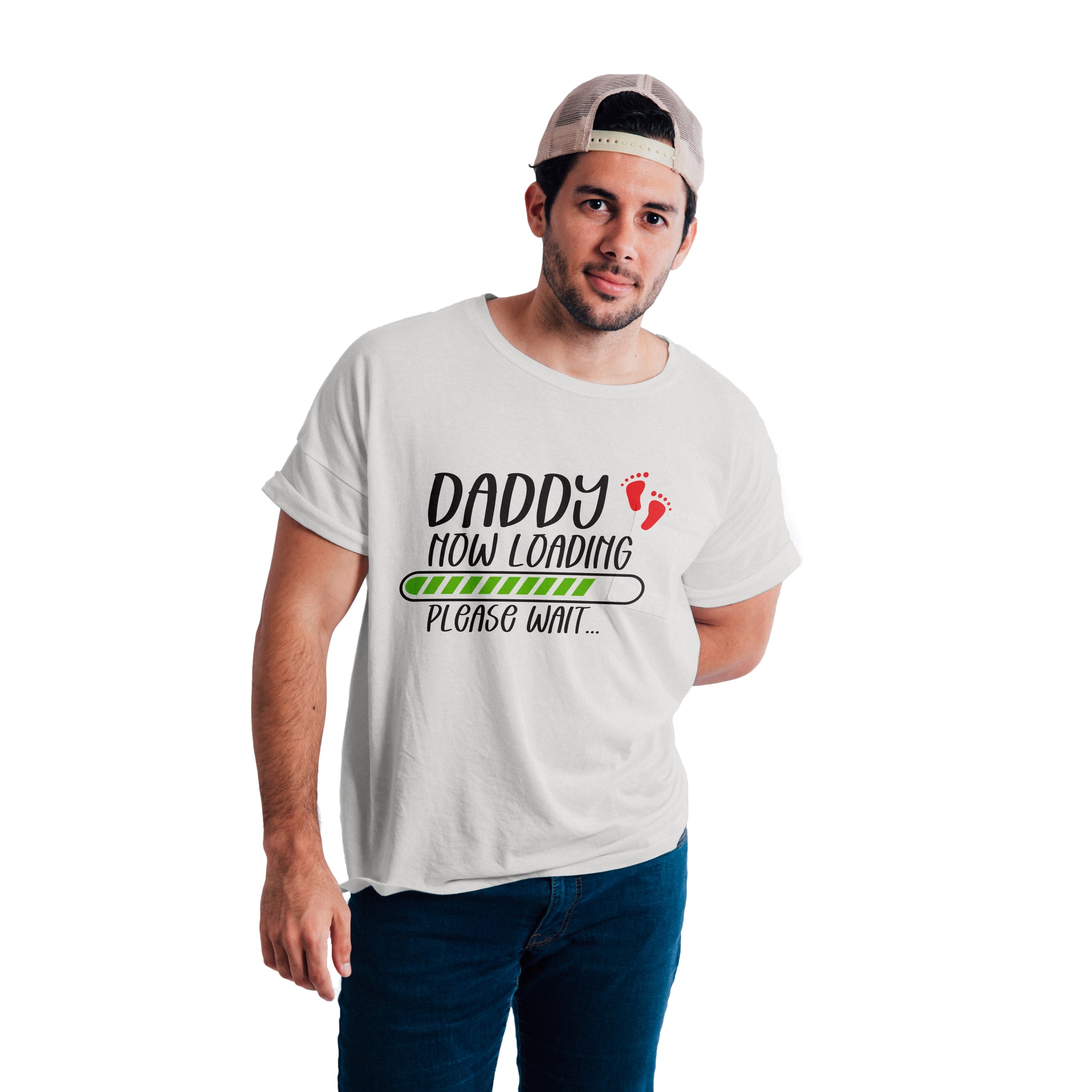 Mummy Loading & Daddy Loading Maternity Dress|Maternity Couple T shirts- White