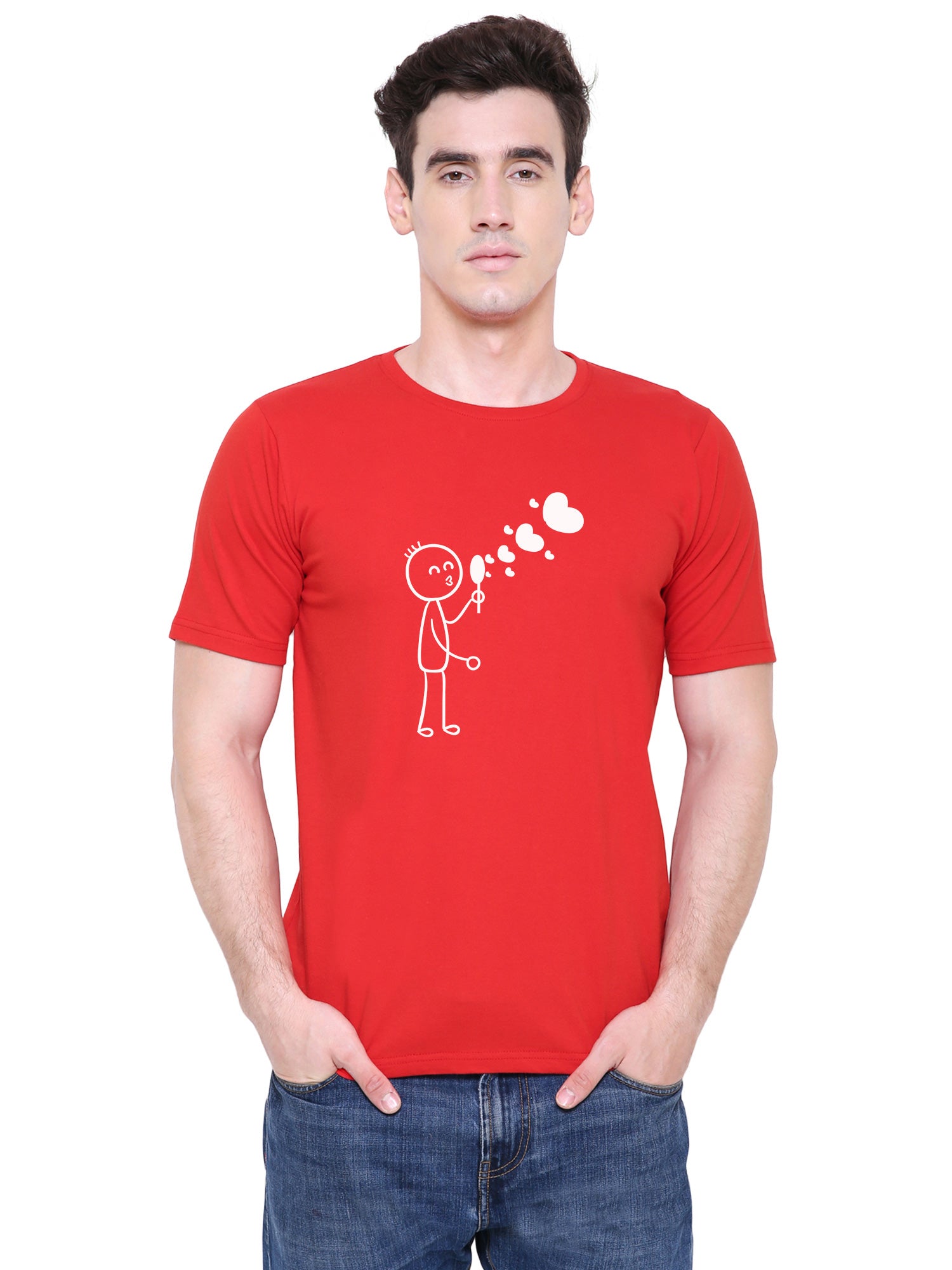 Love Bubble matching Couple T shirts- Red