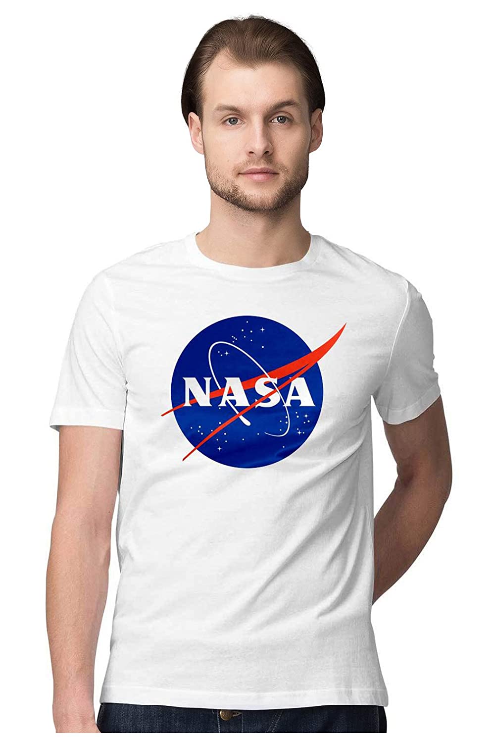iberry's Printed T-Shirt for Men |Funny Quote Tshirt | Half Sleeve T shirts | Round Neck T Shirt |Cotton T-Shirt for Men- Nasa