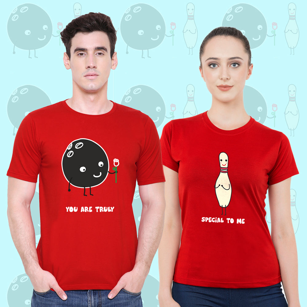 Truly Special matching Couple T shirts- Red