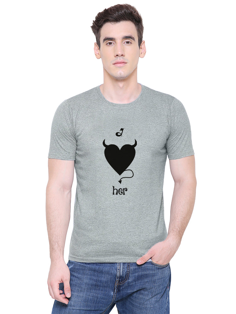 Love Devil matching Couple T shirts- Grey