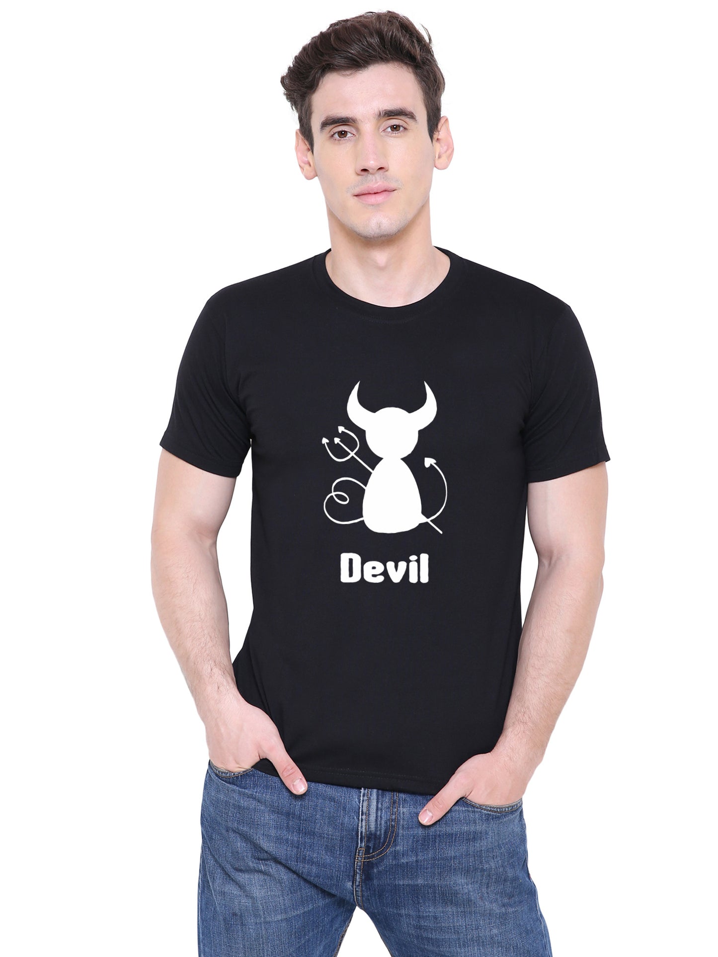 Angel Devil matching Couple T shirts- Black