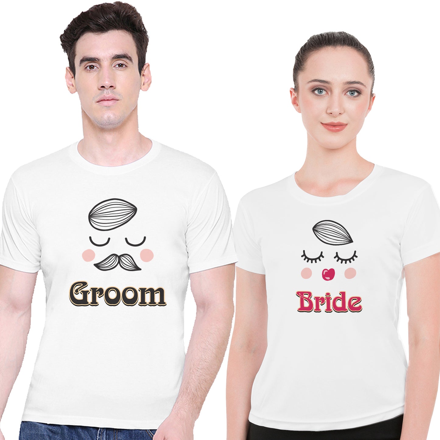 Just maried wedding Couple t shirts | wedding dress- White