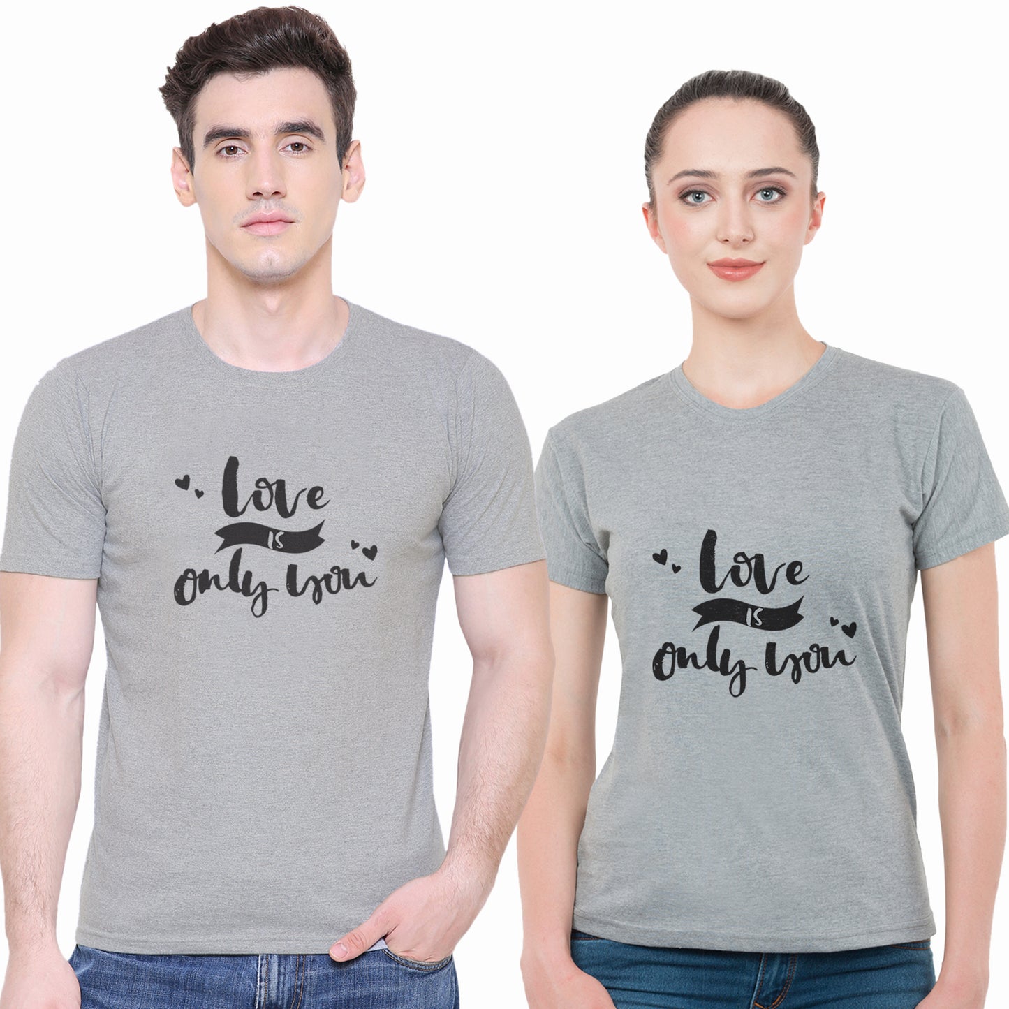 Love is only you matching Couple T shirts- Grey