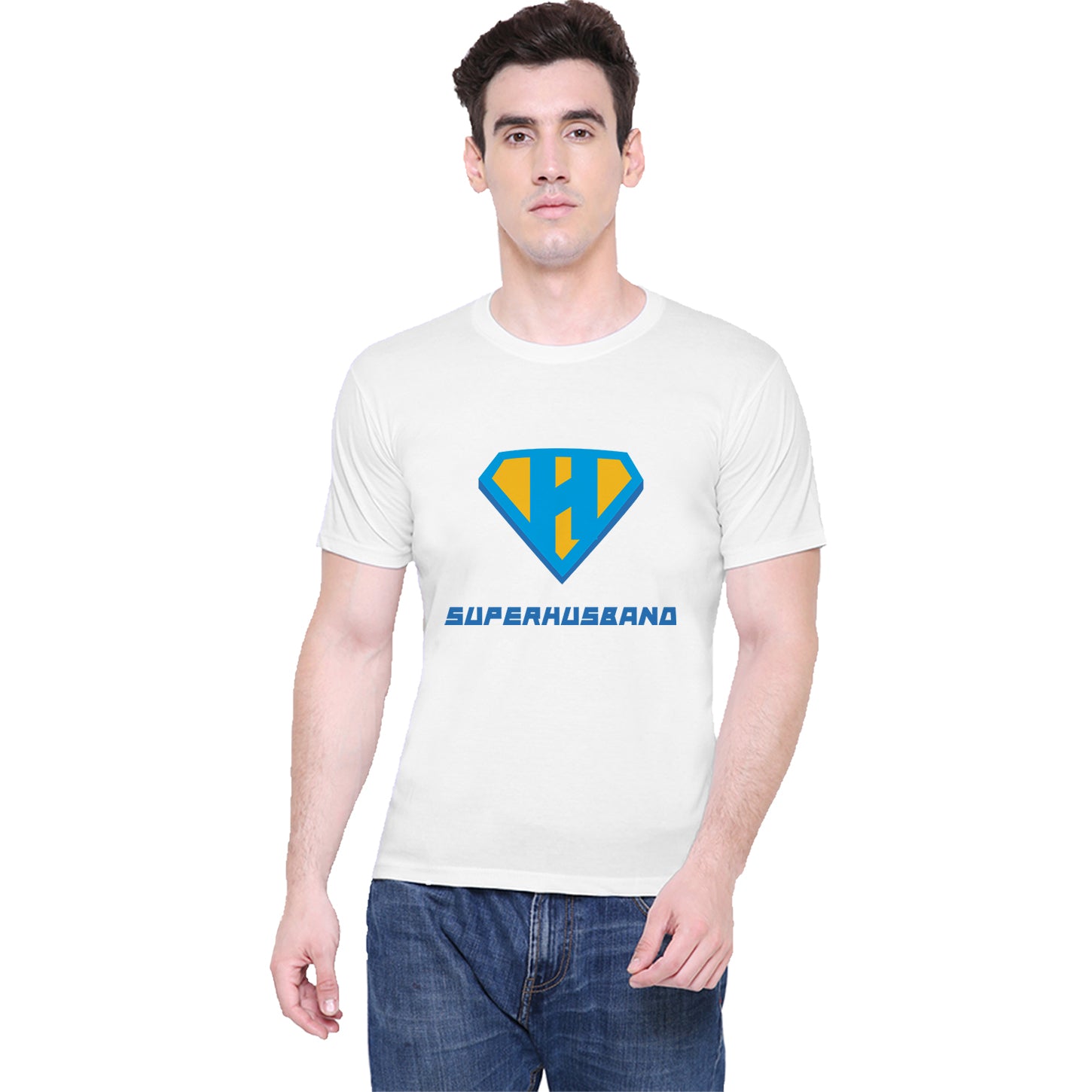 Super Husband & Wife matching Couple T shirts- White