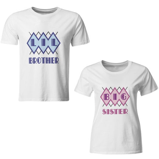 Lil brother- Big sister matching Sibling t shirts - white