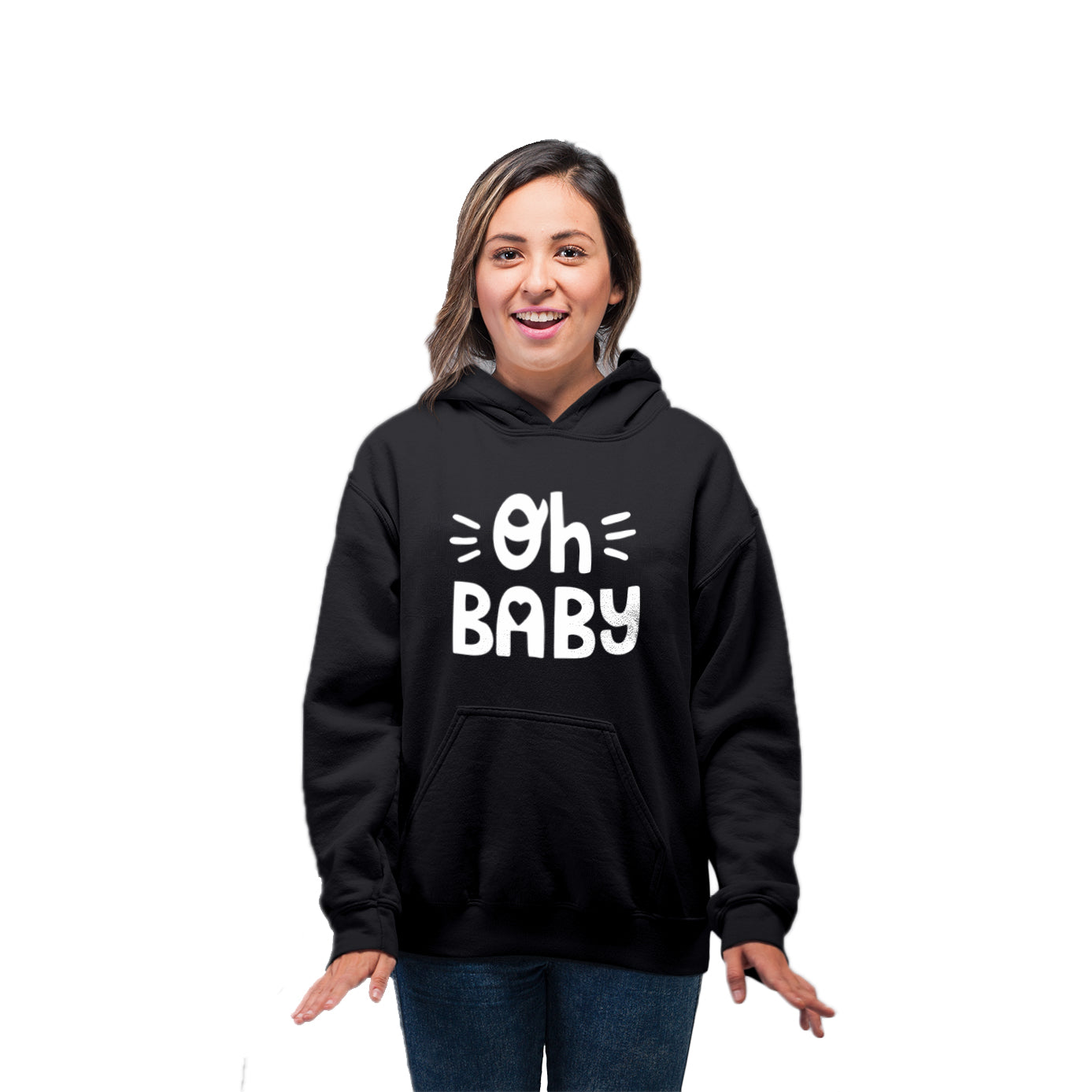 oh Baby Maternity Sweatshirts |Maternity Hoodies for women- Black