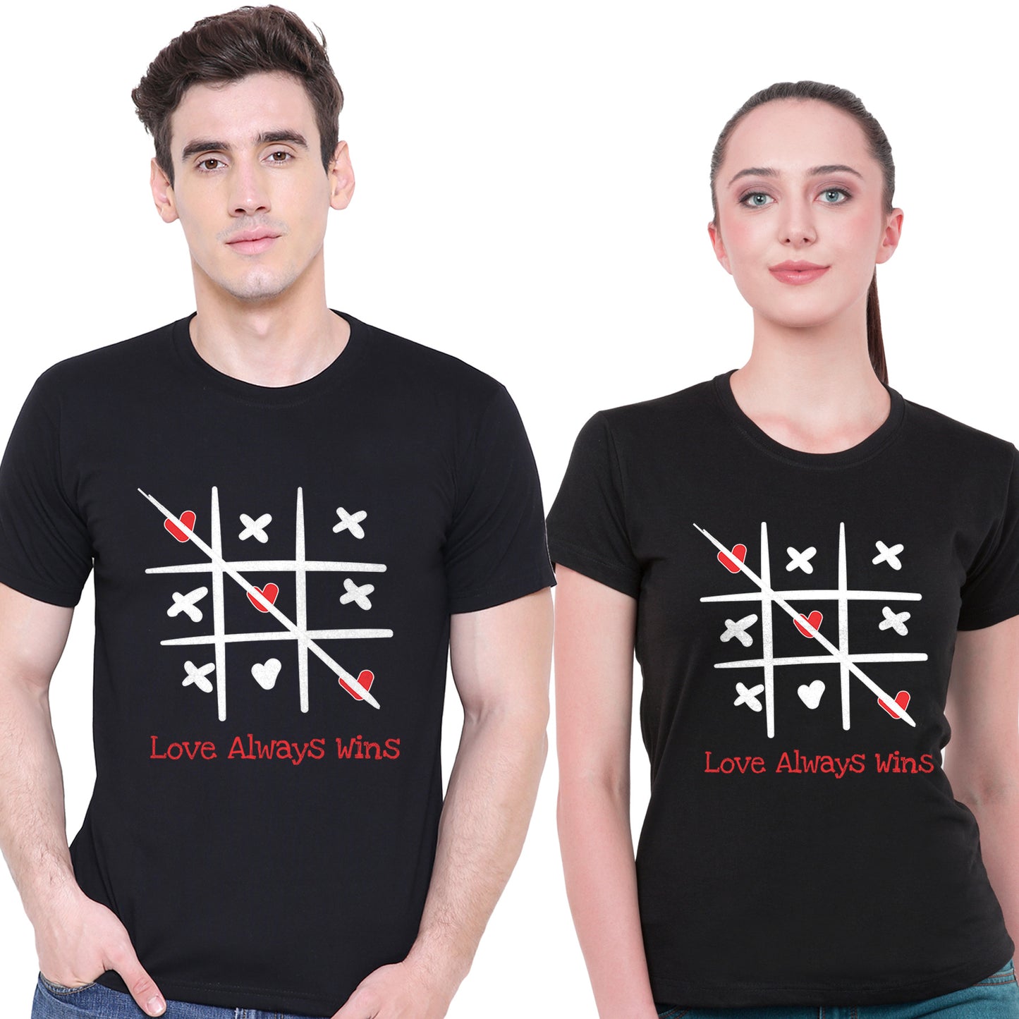 Love Always win matching Couple T shirts- Black