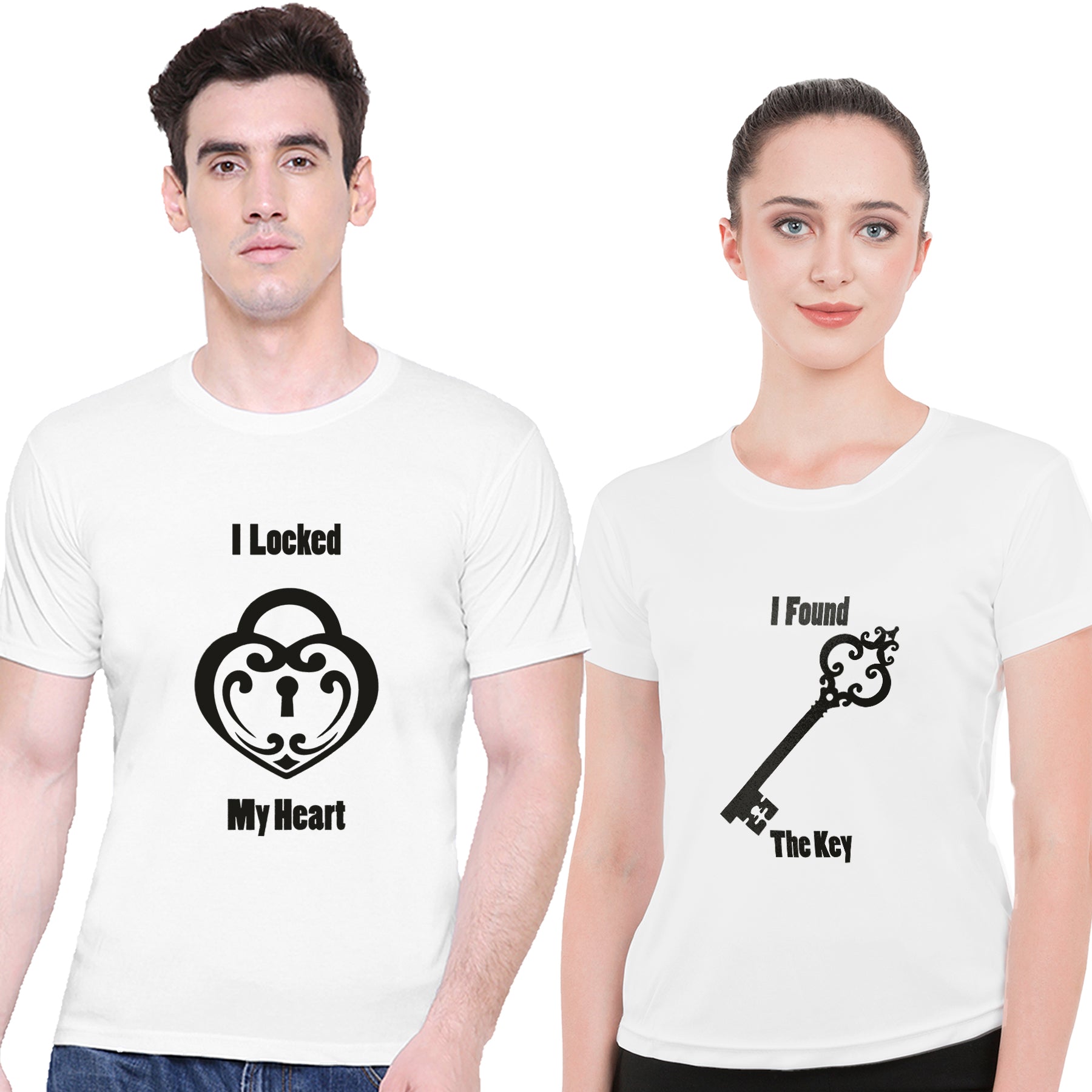 Lock Key matching Couple T shirts- White