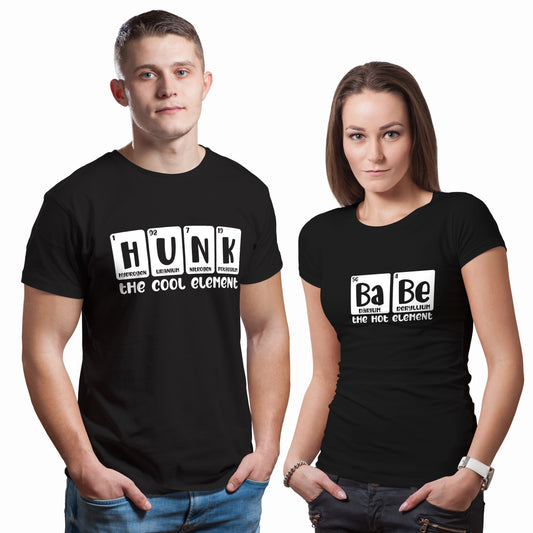 Hunk and Babe matching Couple T shirts- Black