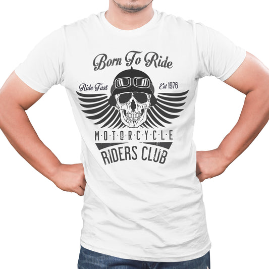 Born to roide, ride fast, riders club quote Biker t shirts -White