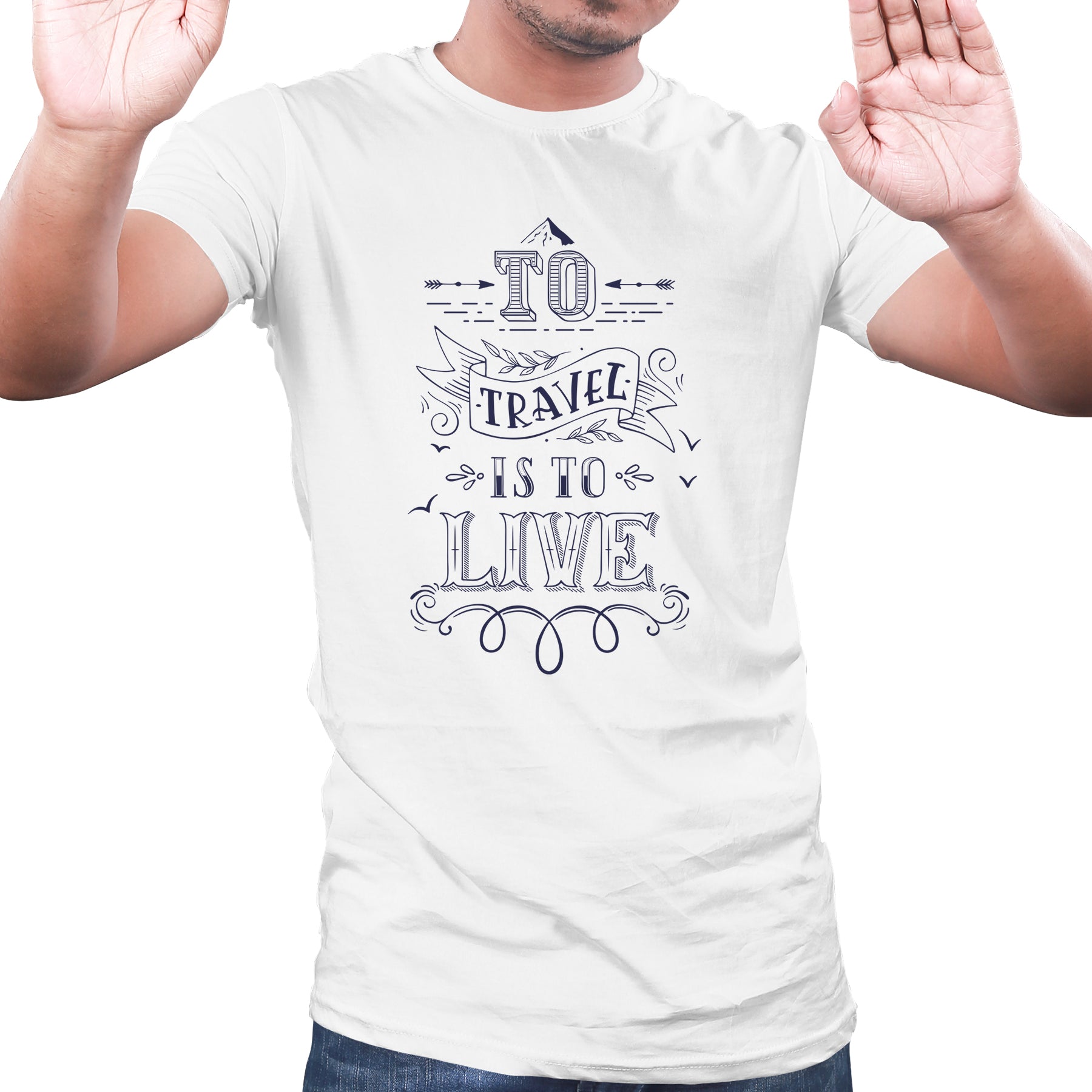 Travel the world & to travel is to live quote unisex t shirts - Black