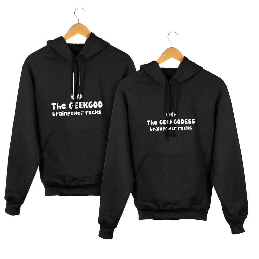 Geekgod & Geekgoddess Matching Couple Cute Sweatshirts | Couple Hoodies- Black