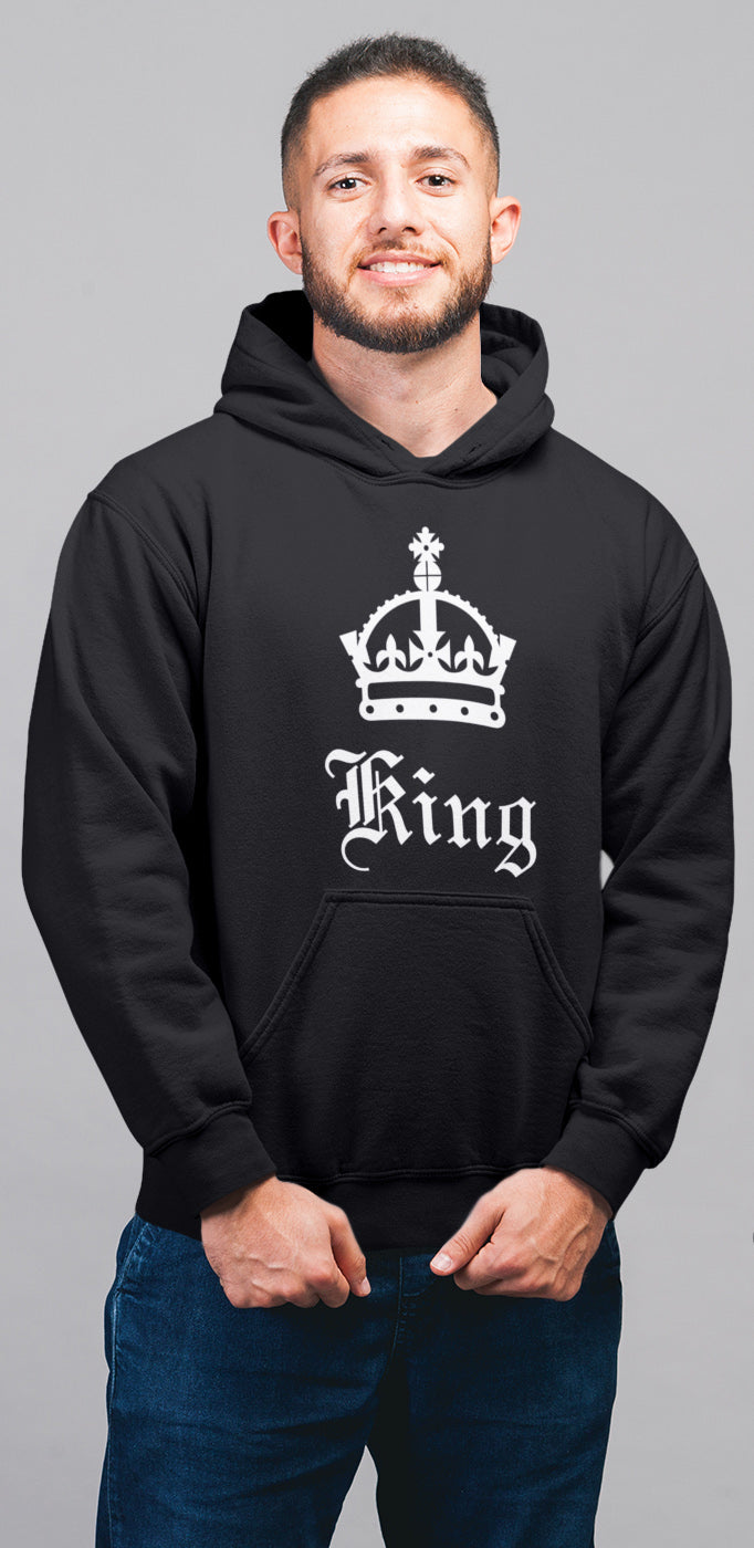 King Queen Matching Couple Cute Sweatshirts | Couple Hoodies- Black