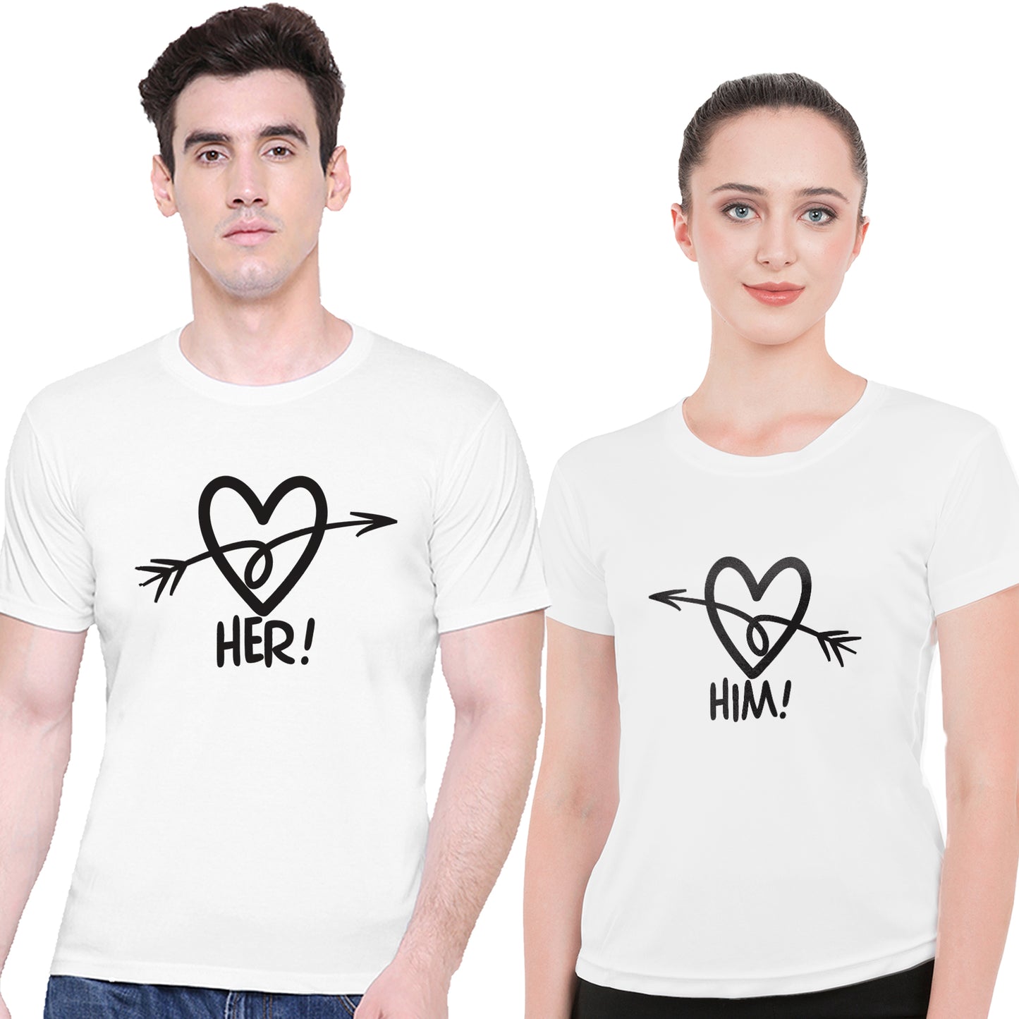 Heart Arrow matching Couple T shirts- White