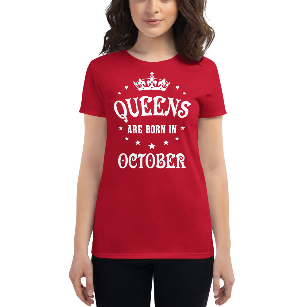 iberry's Birthday month T Shirt for Women |October Birthday Month tshirt | Half Sleeve T-Shirt | Round Neck T Shirt |Cotton T-Shirt for Women- (10)