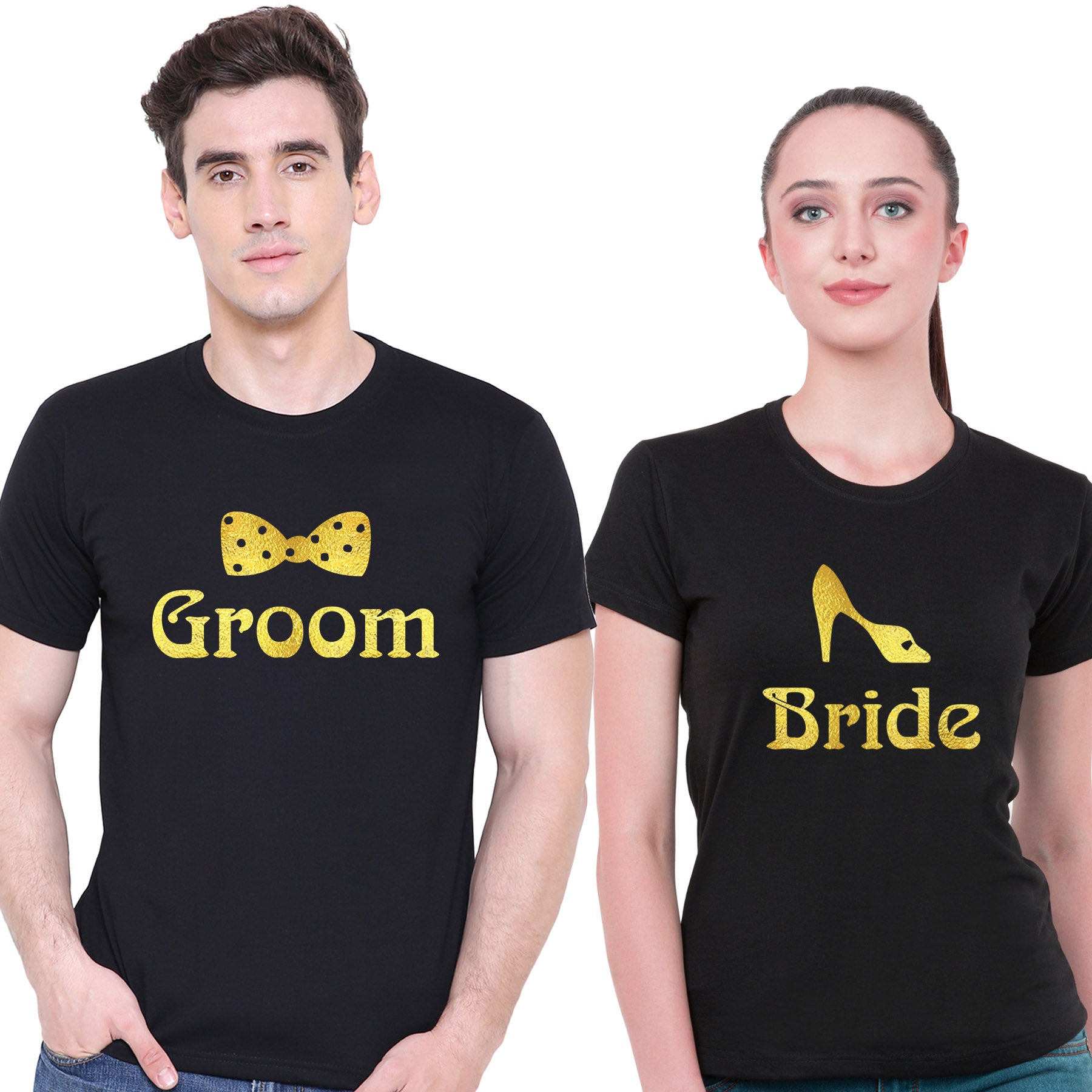 Bride Groom t shirt|wedding tshirts|Couple T shirts- Blackgold 06