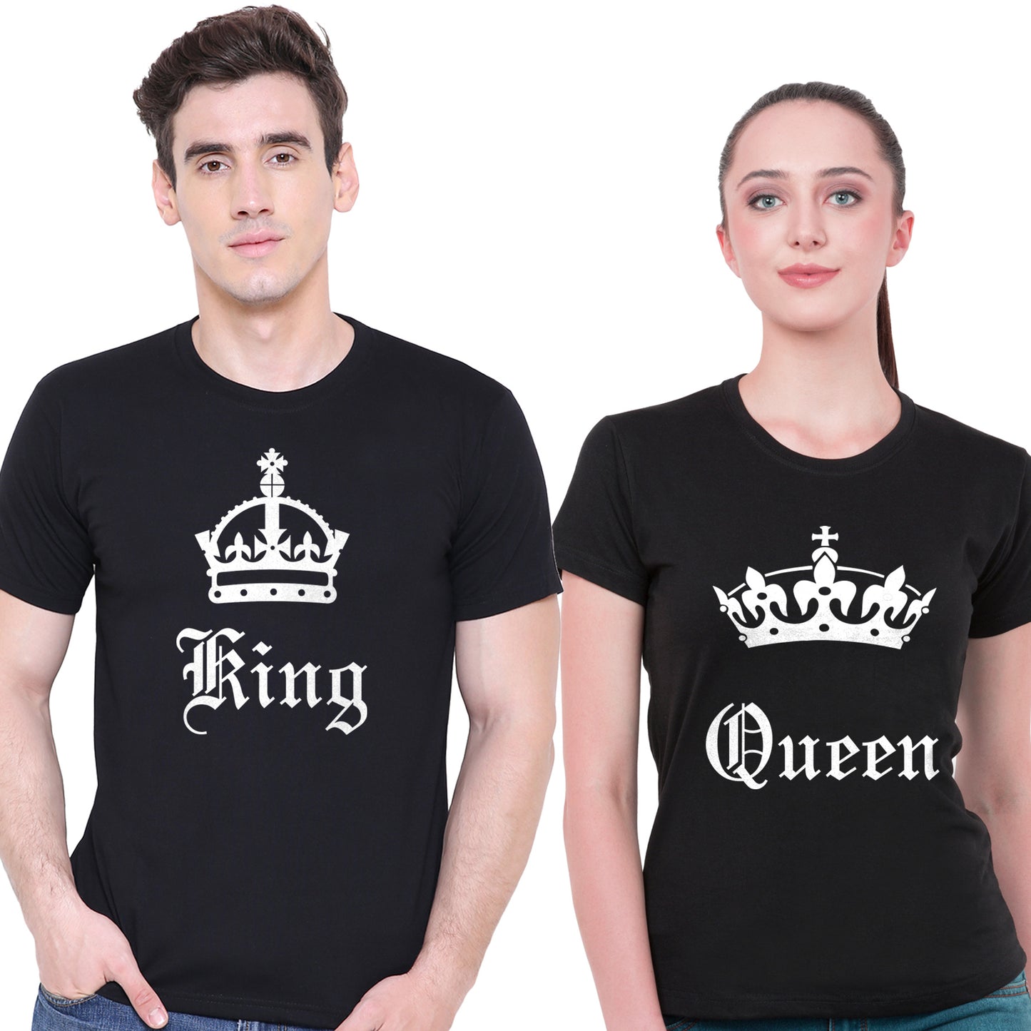 King Queen matching Couple T shirts- Black
