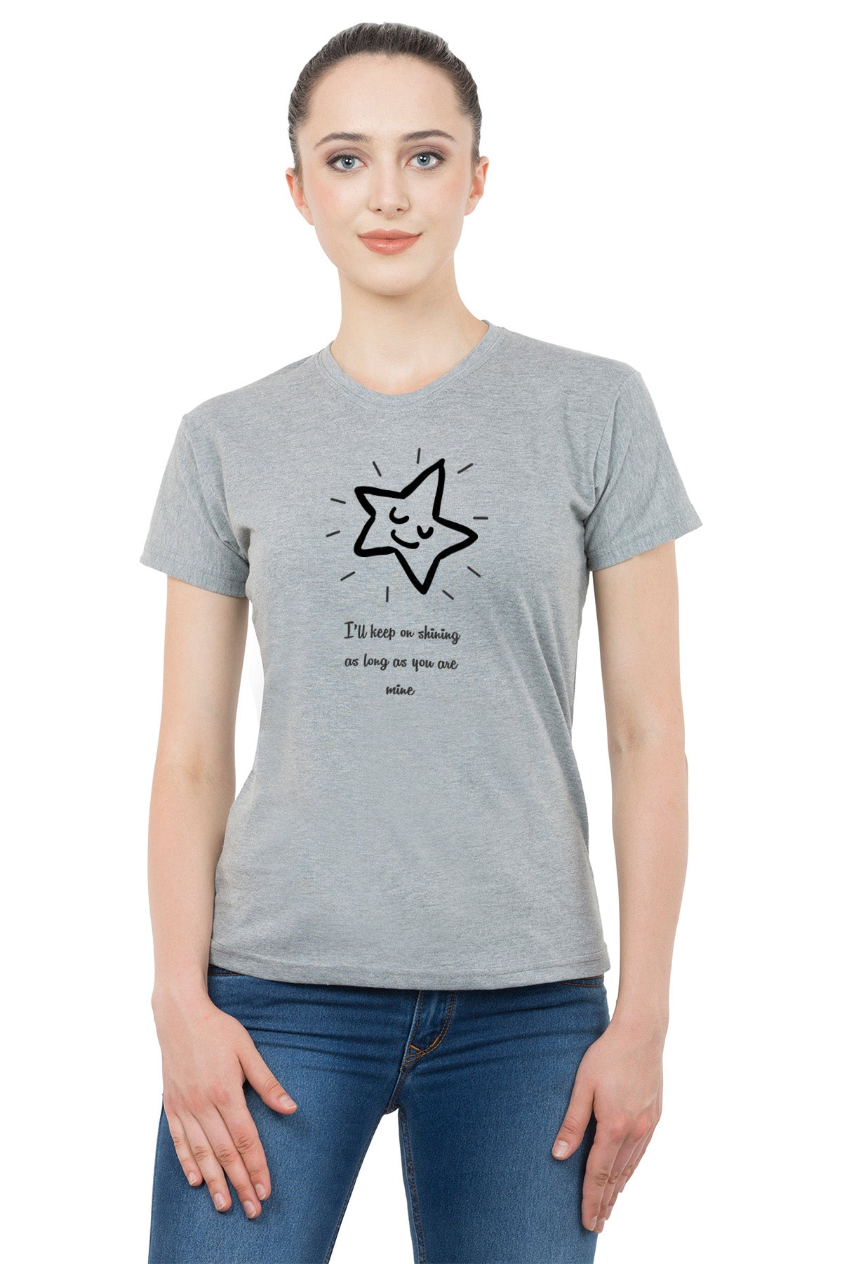 Moon Star  matching Couple T shirts- Grey