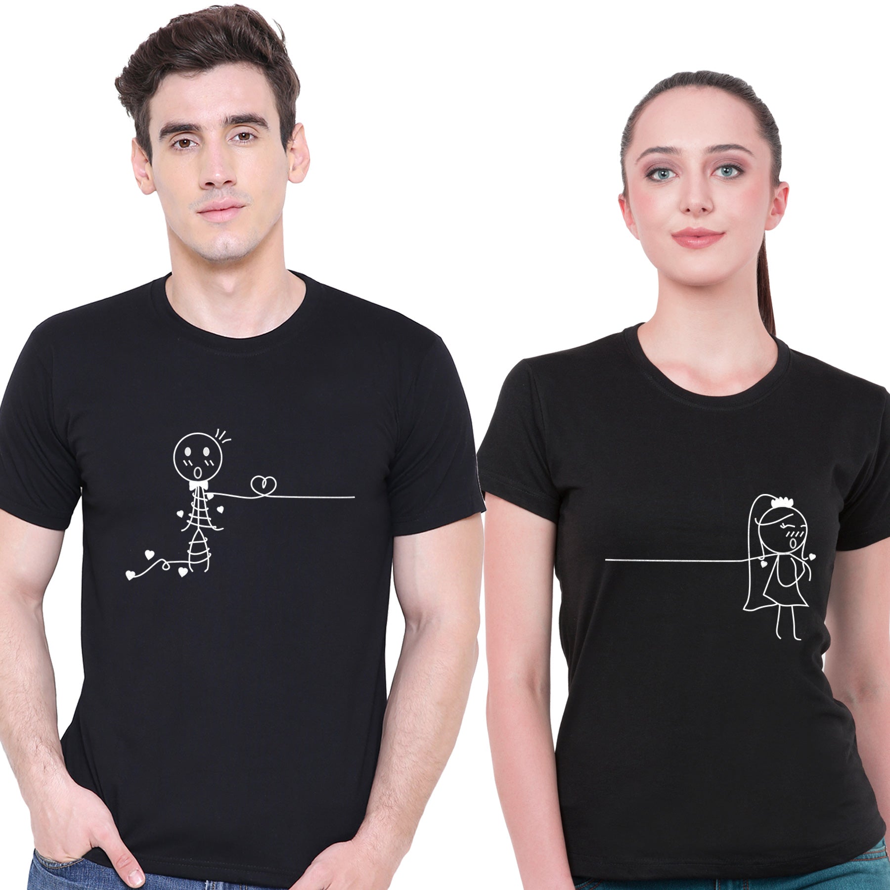 Love Bond matching Couple T shirts- Black