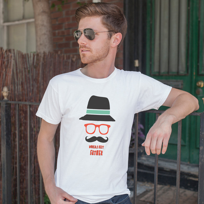 Fathers day Printed Tshirt for Men|Graphic Printed White t shirts for dads| worlds best father