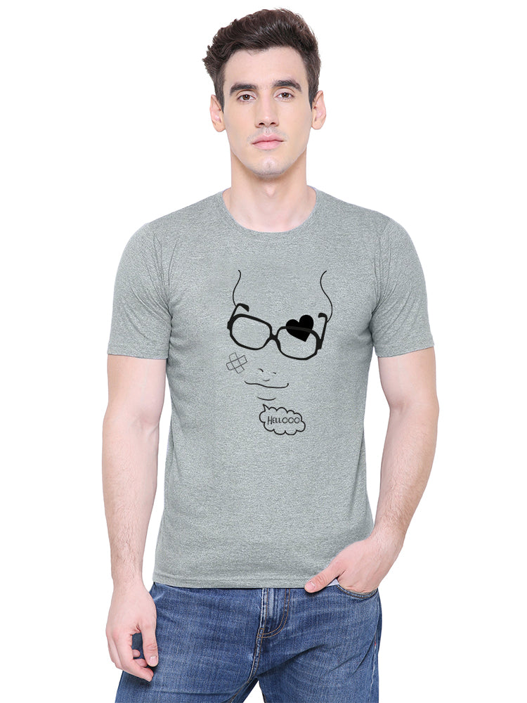 Hello Hi matching Couple T shirts- Grey
