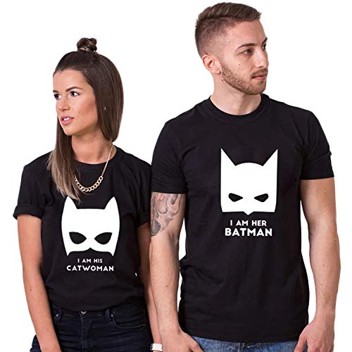 Catman Catwomen matching Couple T shirts- Black