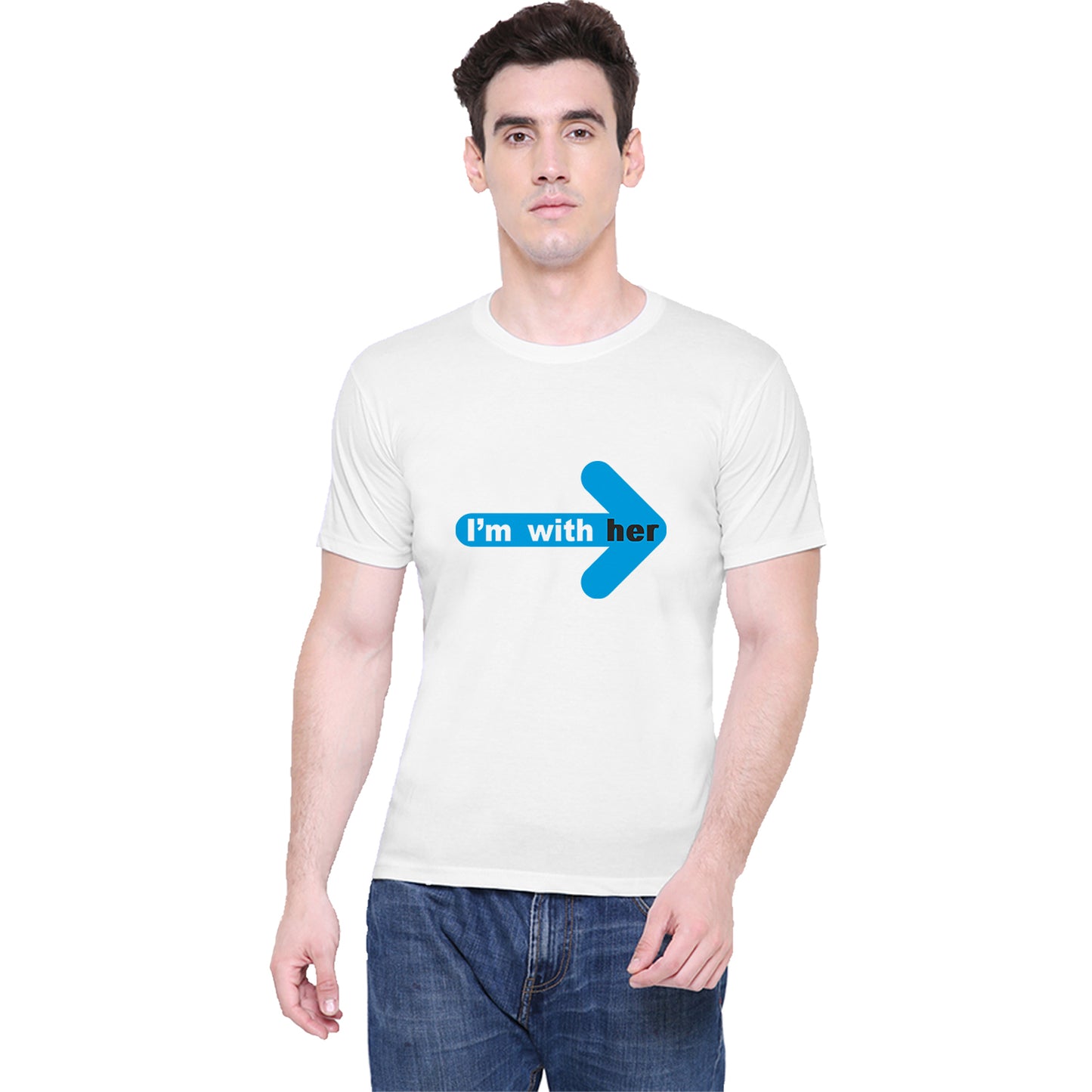 With him & her matching Couple T shirts- White
