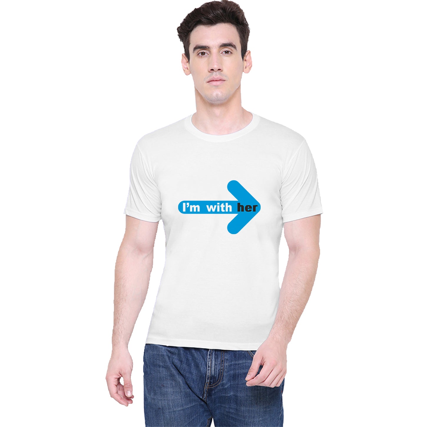 With him & her matching Couple T shirts- White