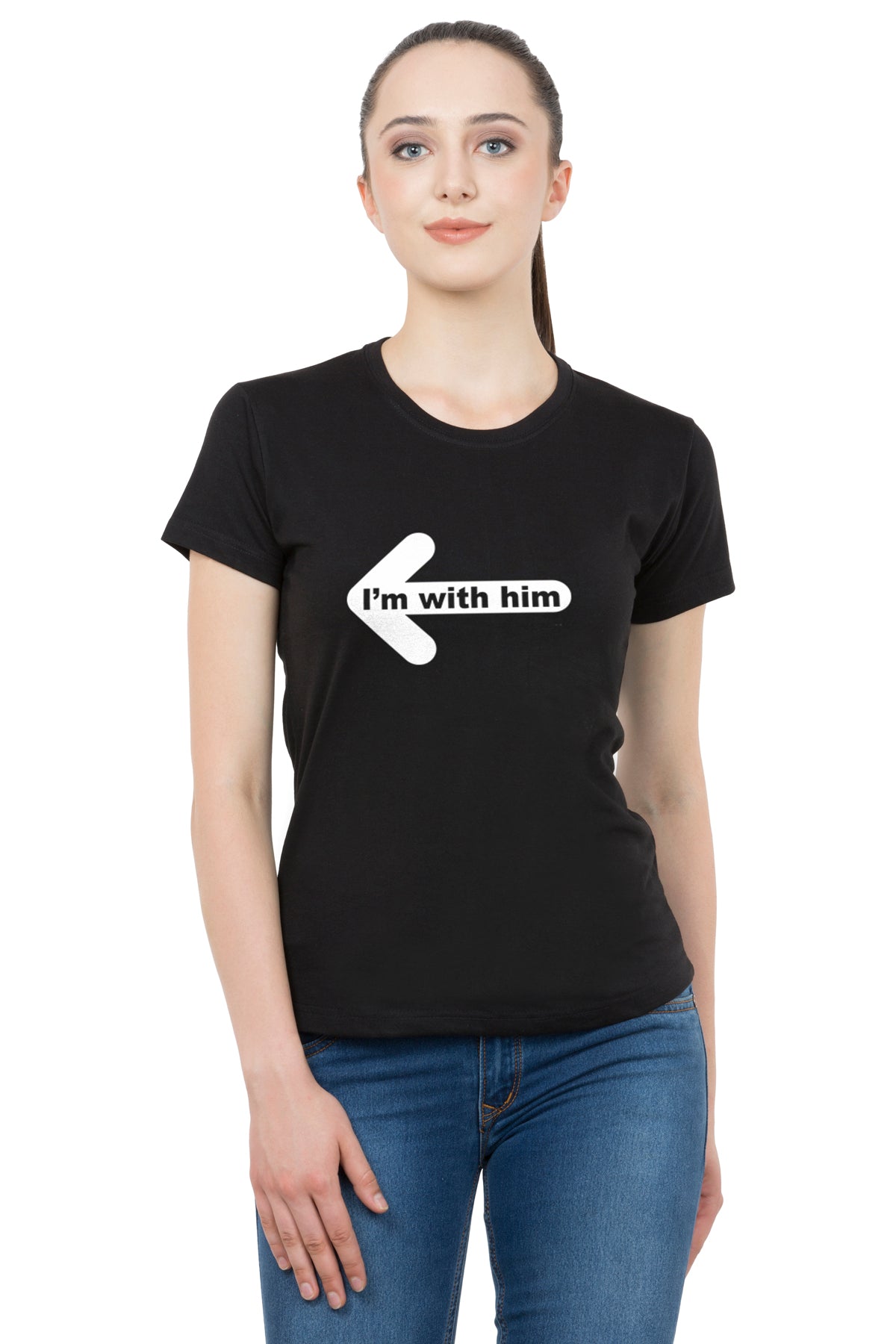 With him & her matching Couple T shirts- Black