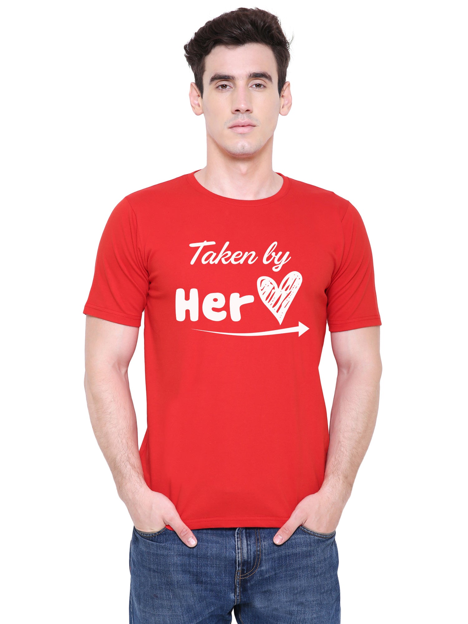 Taken by her Reserved by him matching Couple T shirts- Red