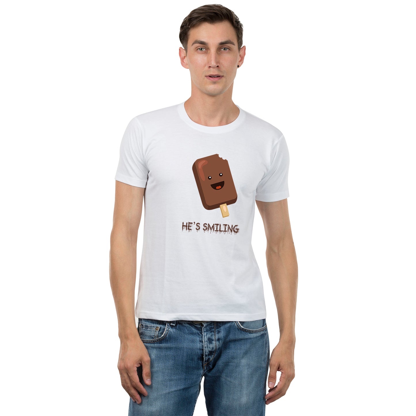 He is Smiling, I am melting matching Couple T shirts- White