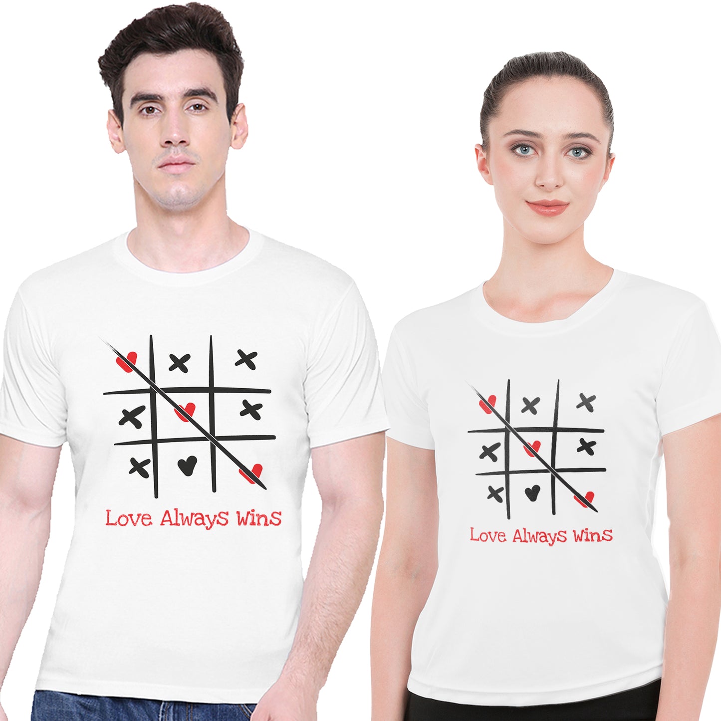 Love Always win matching Couple T shirts- White