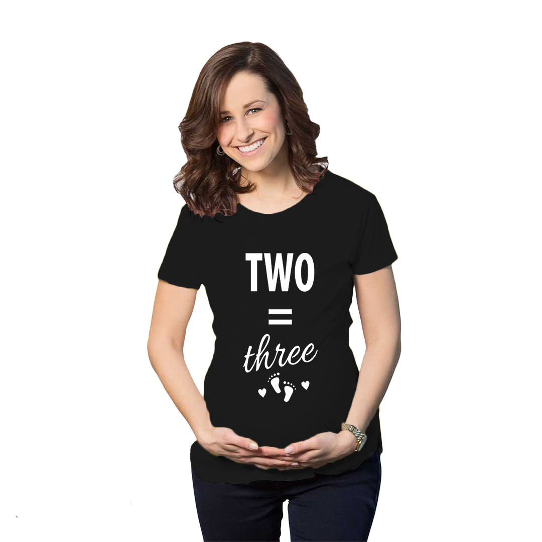 One plus two is equal to three Maternity Dress|Maternity Couple T shirts- Black