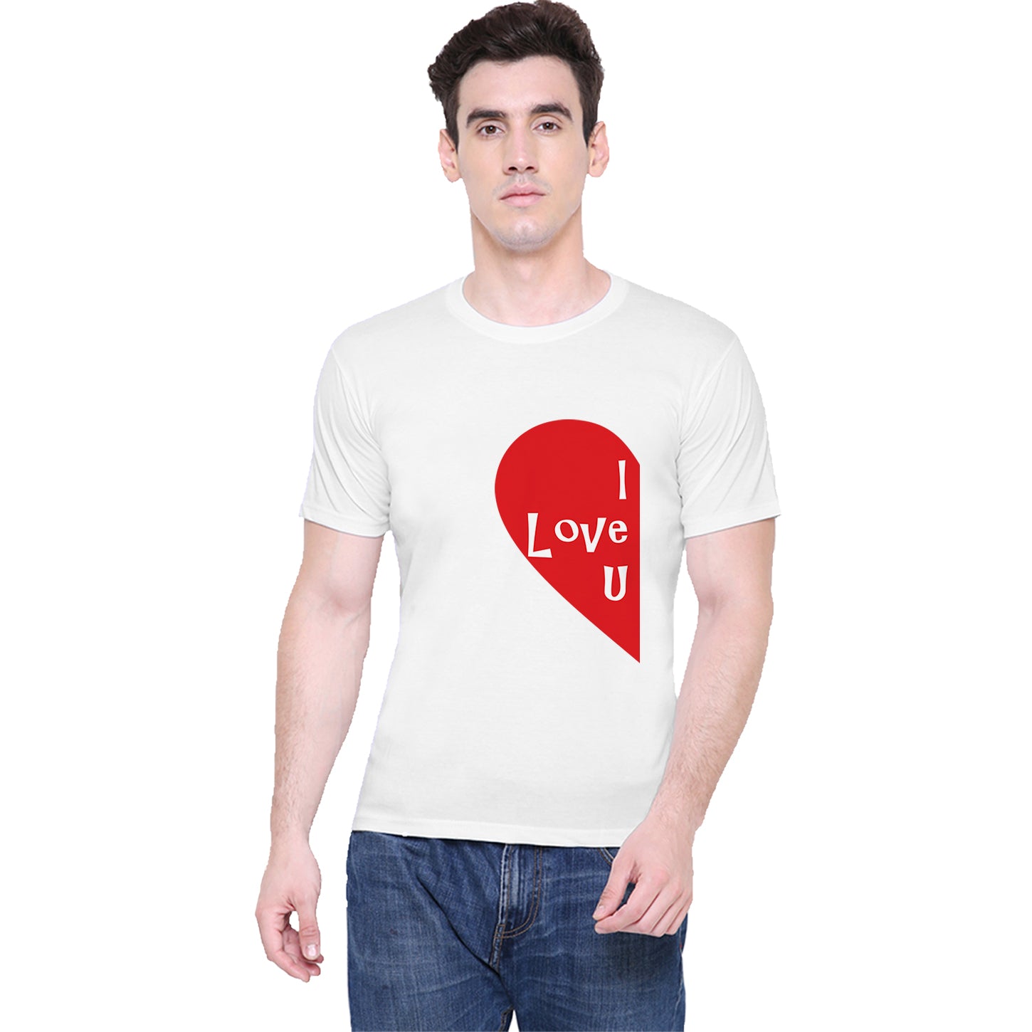 Half Heart matching Couple T shirts- White
