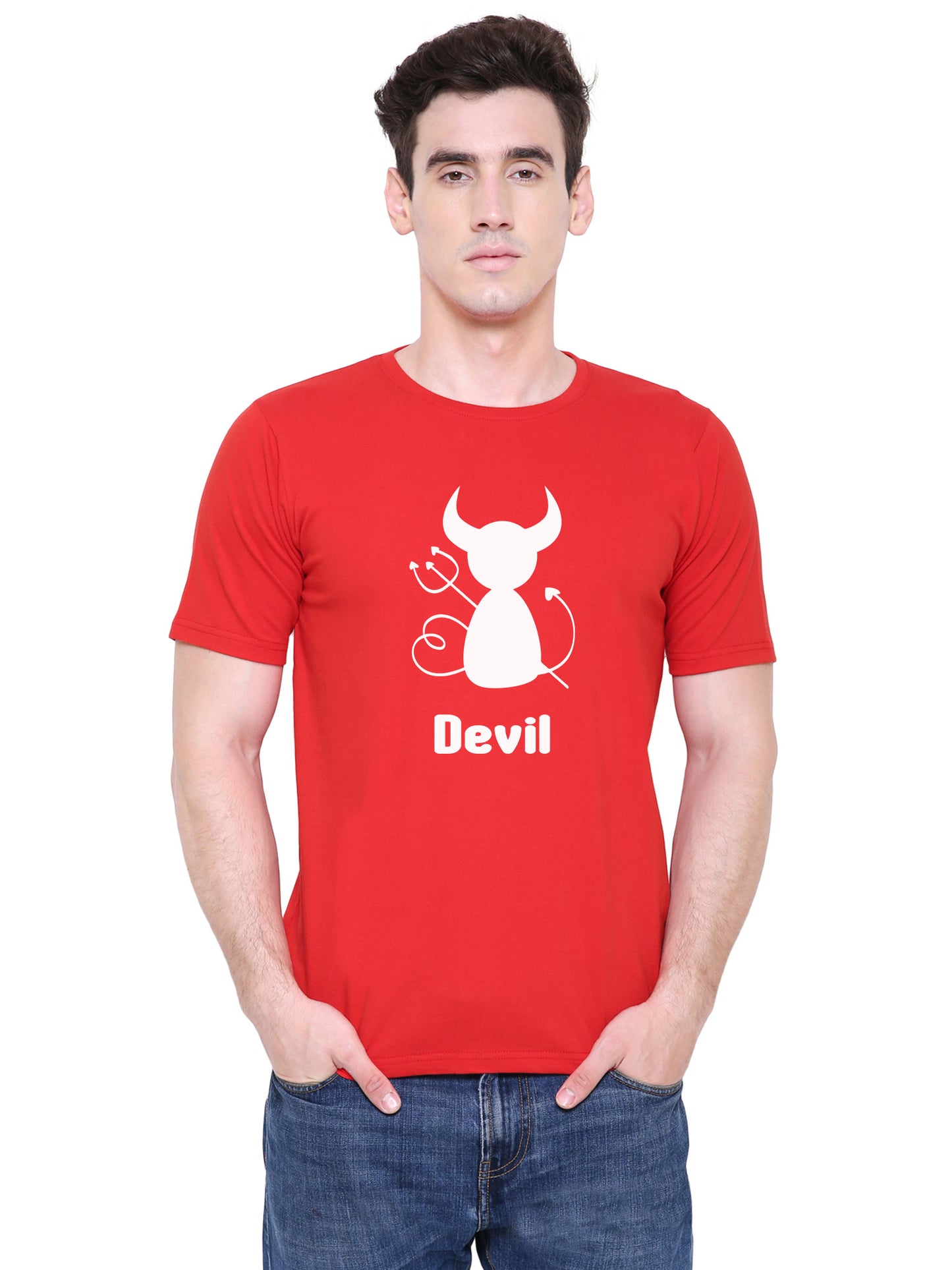 Angel Devil matching Couple T shirts- Red