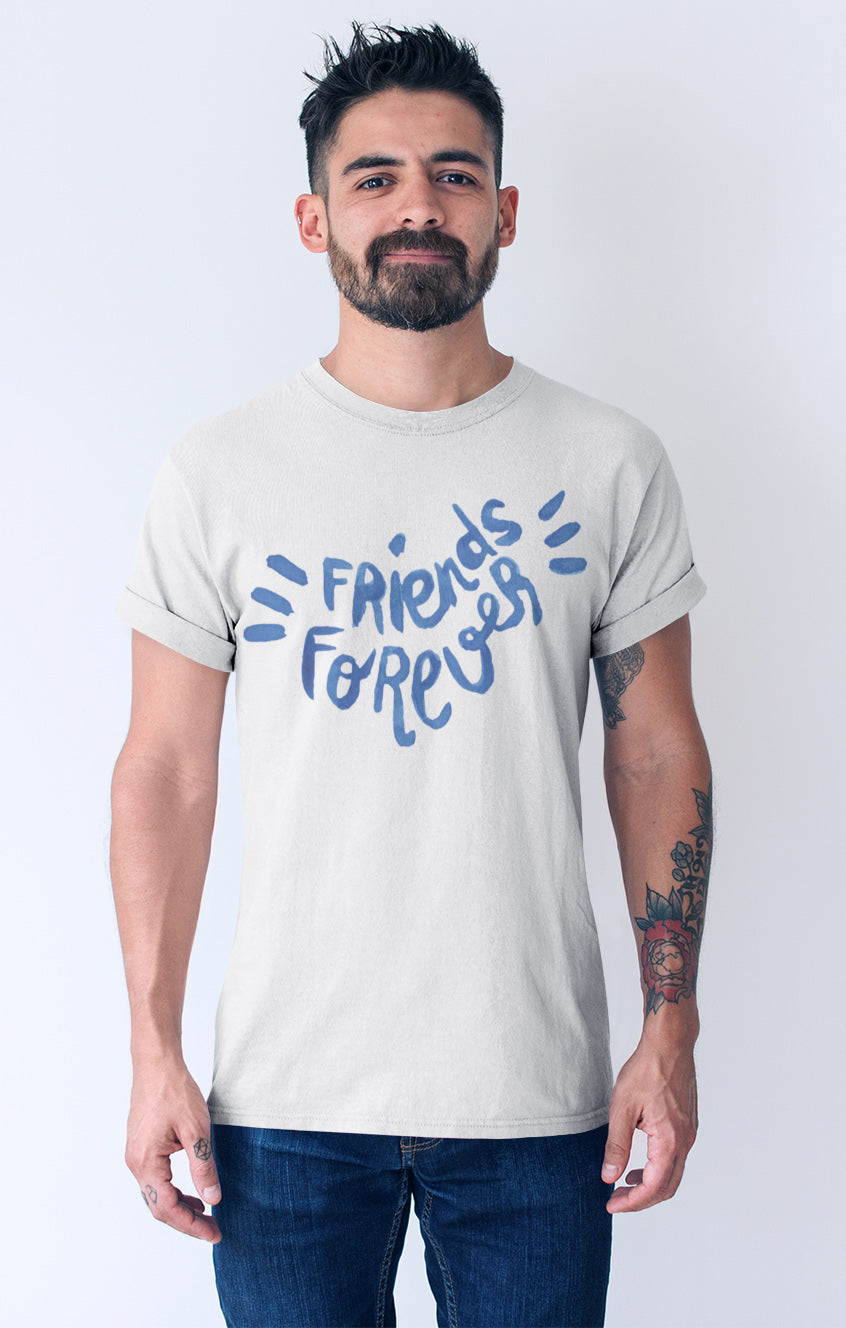 iberry's Friends Forever Tshirts Combo, Bff T shirt for men and women, Round neck Cotton Unisex Tshirts -(Set of 2)-02