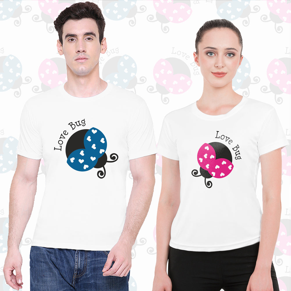 Love Bugs matching Couple T shirts- White