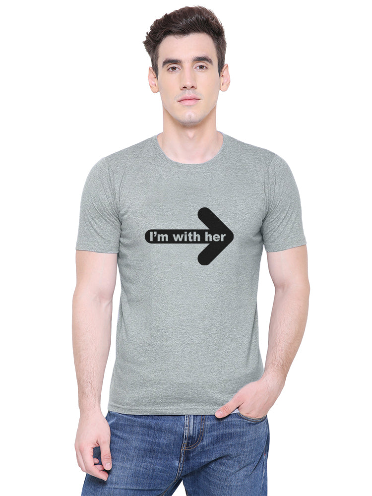 With him & her matching Couple T shirts- Grey