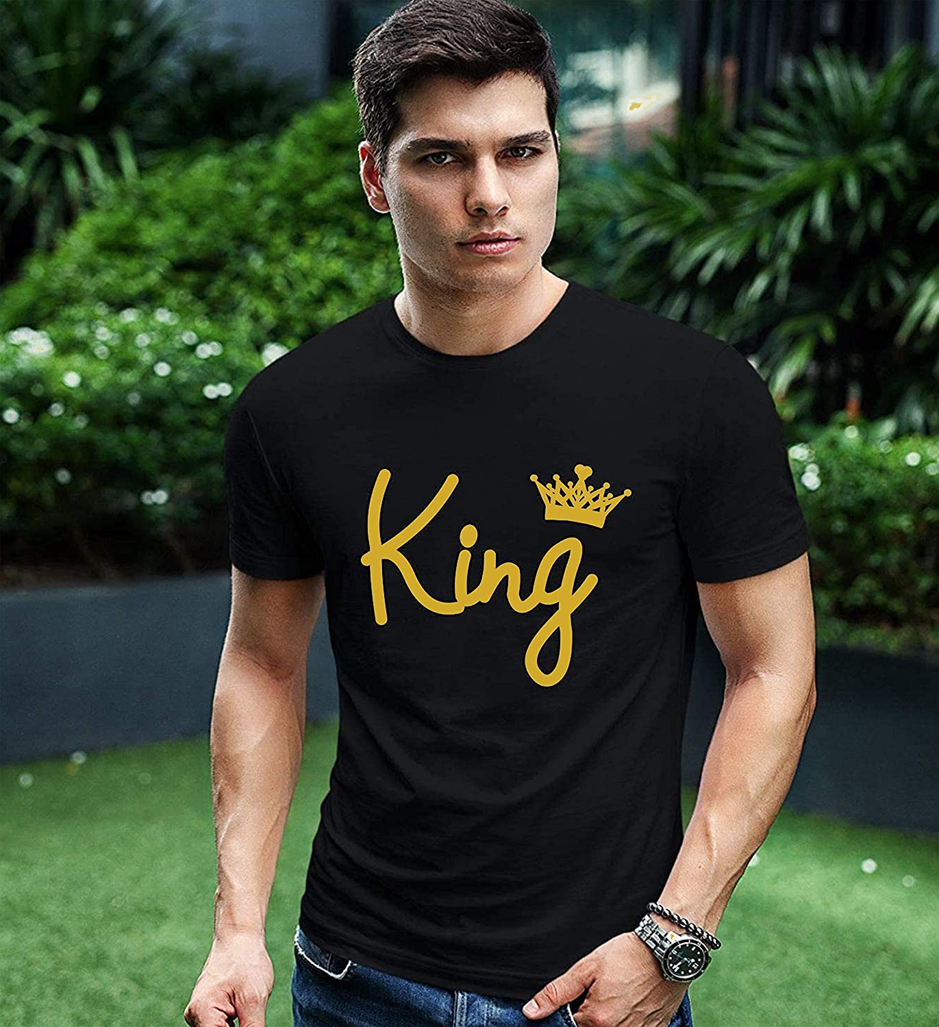 King Queen 2 matching Couple T shirts- Black