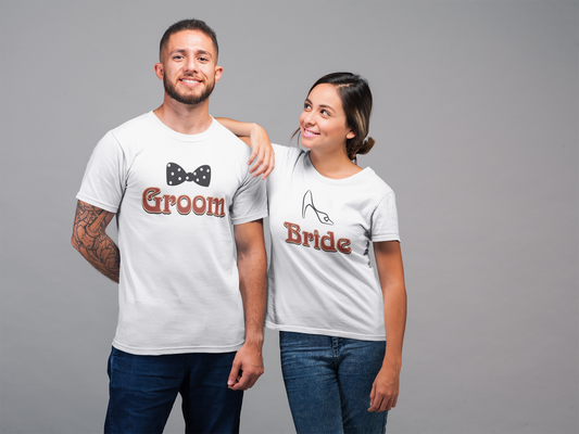 Bride Groom t shirt|wedding tshirts|Couple T shirts- White 06