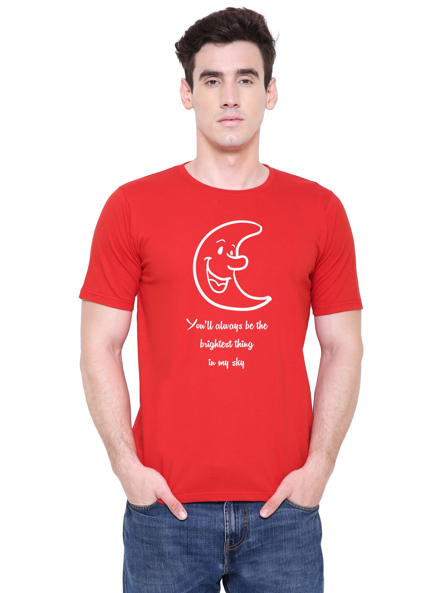 Moon Star  matching Couple T shirts- Red